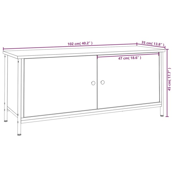 Mueble TV con puertas contrachapada roble ahumado 102x35x45 cm