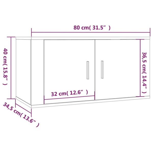 Mueble para TV de pared negro 80x34,5x40 cm