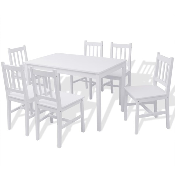 Set de Comedor Siete Piezas Madera de Pino Blanco