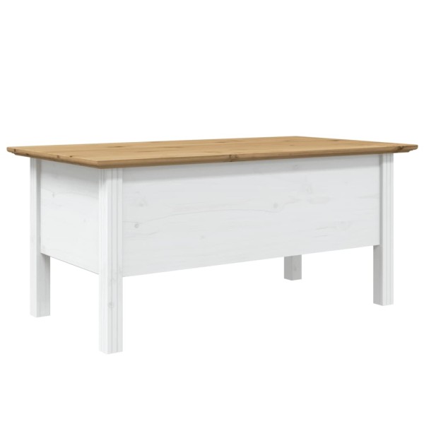 Mesa de centro BODO madera de pino blanco y marrón 100x55x45 cm