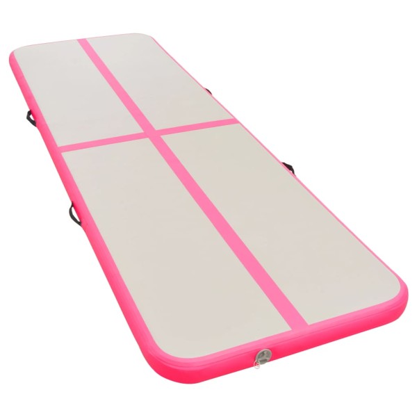 Esterilla inflable de gimnasia con bomba 400x100x10 cm PVC rosa