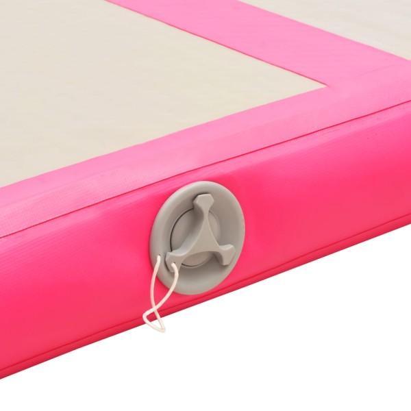 Esterilla inflable de gimnasia con bomba 400x100x10 cm PVC rosa