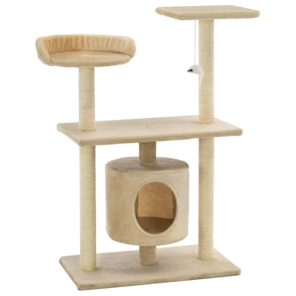 Rascador para gatos con postes rascadores de sisal 95 cm beige