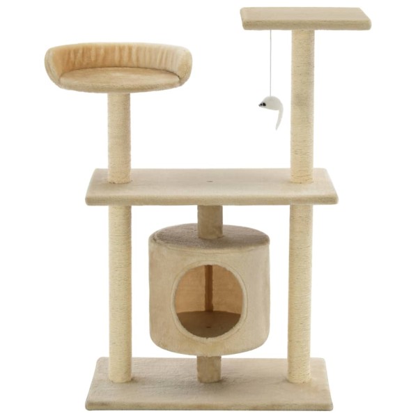 Rascador para gatos con postes rascadores de sisal 95 cm beige