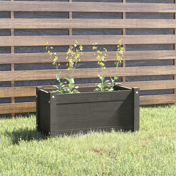 Jardinera de madera maciza de pino gris 60x31x31 cm