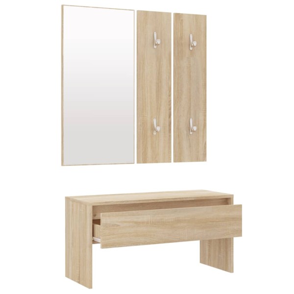 Set de muebles de recibidor madera contrachapada roble Sonoma