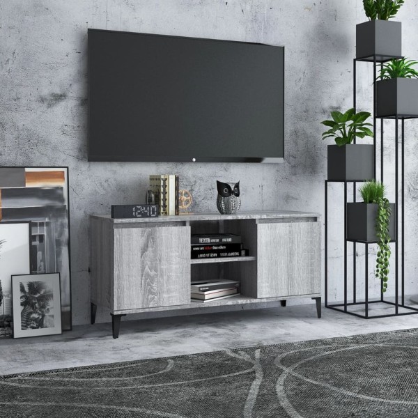 Mueble de TV con patas de metal gris Sonoma 103,5x35x50 cm