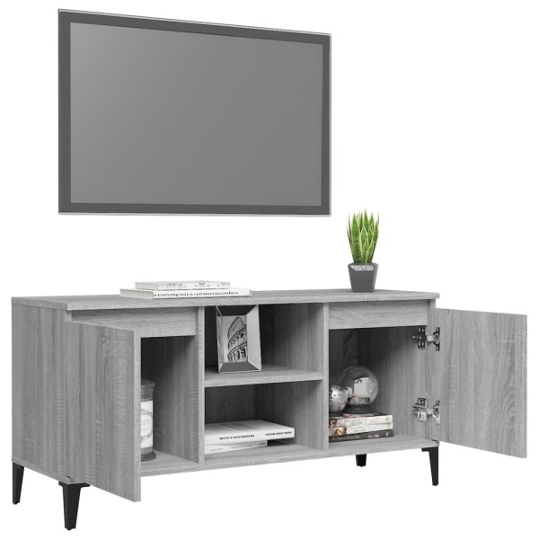 Mueble de TV con patas de metal gris Sonoma 103,5x35x50 cm