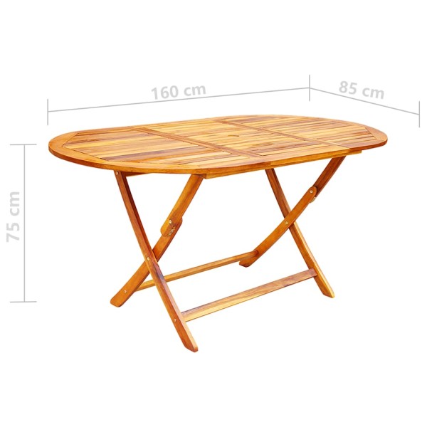 Set comedor de jardín plegable 7 pzas madera maciza de acacia