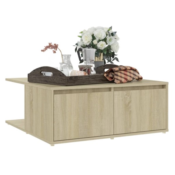 Mesa de centro madera contrachapada roble Sonoma 80x80x31 cm