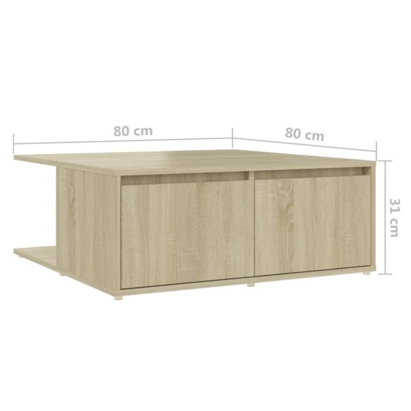 Mesa de centro madera contrachapada roble Sonoma 80x80x31 cm