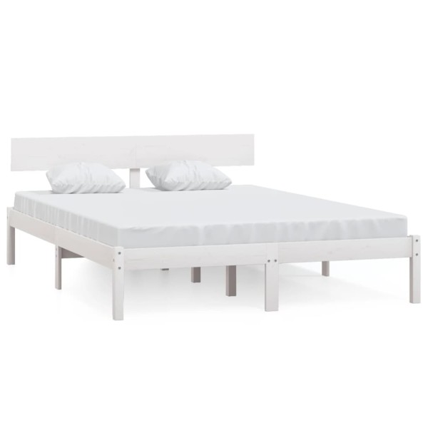 Estructura de cama de madera maciza de pino blanco 140x190 cm