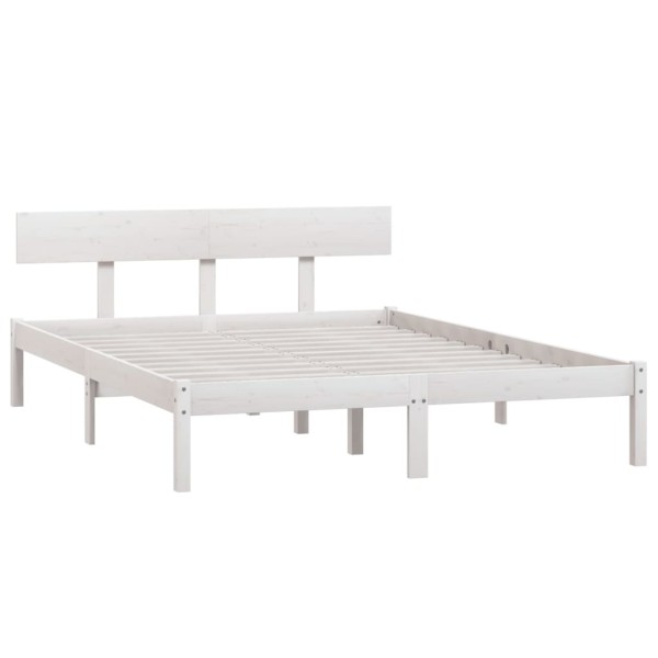 Estructura de cama de madera maciza de pino blanco 140x190 cm