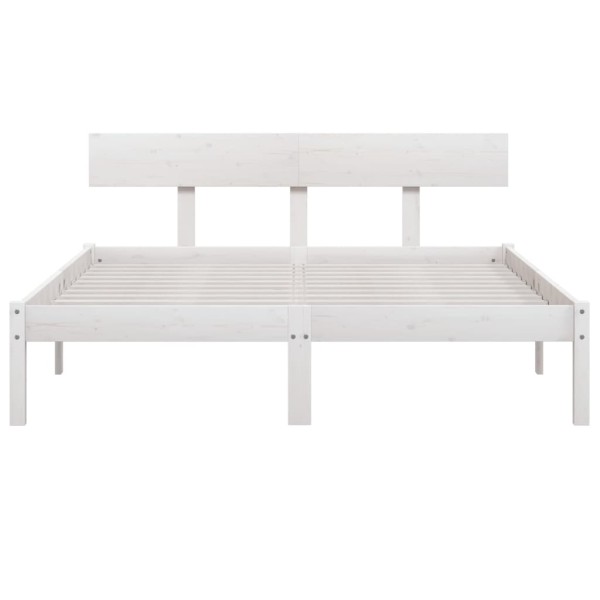 Estructura de cama de madera maciza de pino blanco 140x190 cm