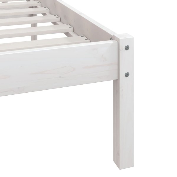 Estructura de cama de madera maciza de pino blanco 140x190 cm