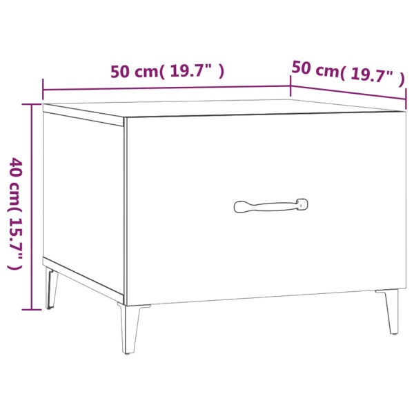 Mesa de centro con patas de metal 2 unidades blanco 50x50x40 cm