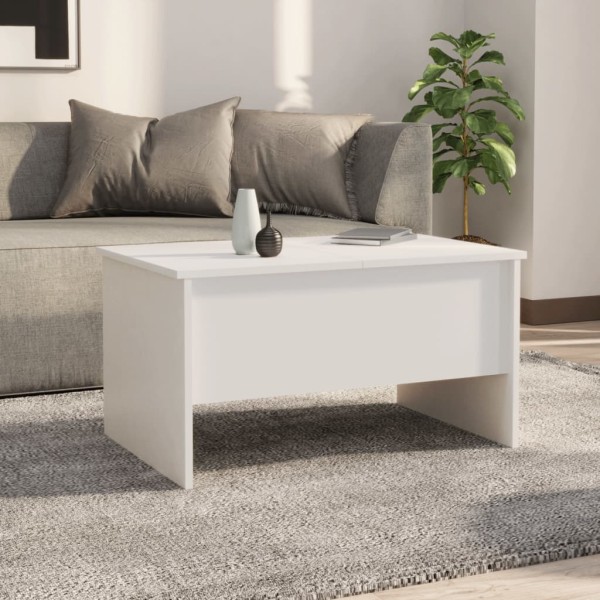 Mesa de centro madera contrachapada blanco 80x50x42,5 cm