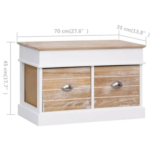 Banco de recibidor de madera de Paulownia 70x35x45 cm