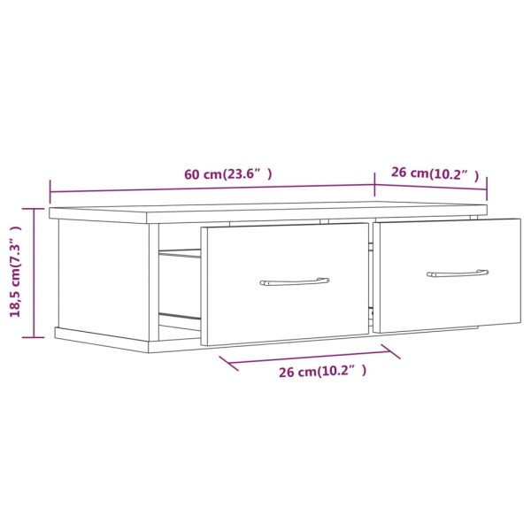 Armario de pared contrachapado roble ahumado 60x26x18,5 cm