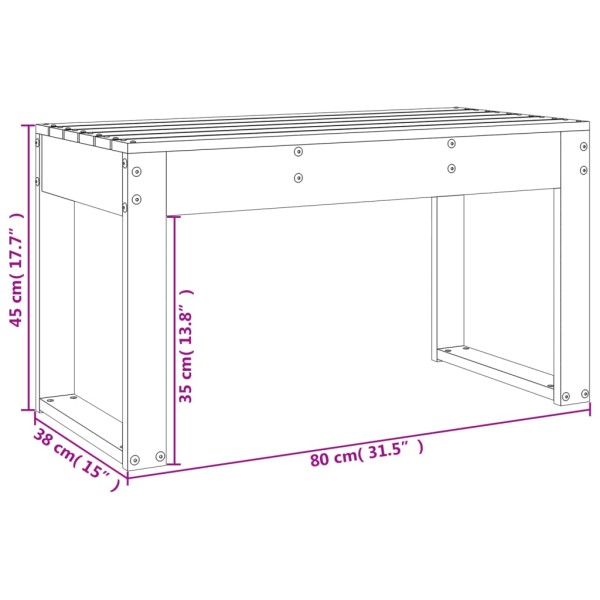 Banco de jardín madera maciza de pino negro 80x38x45 cm