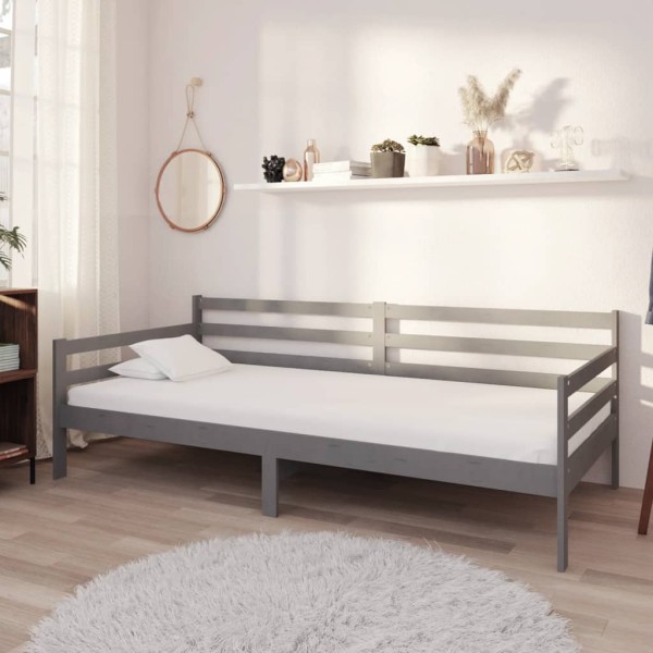 Sofá cama de madera maciza de pino gris 90x200 cm