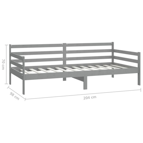 Sofá cama de madera maciza de pino gris 90x200 cm