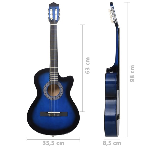 Guitarra Clásica Western Cutaway con 6 cuerdas azul 38"