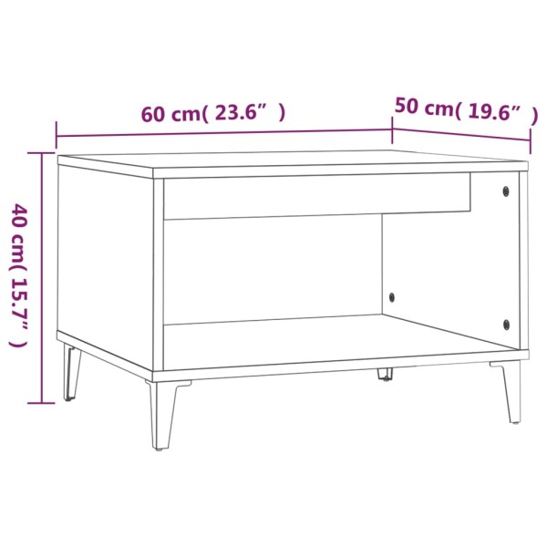 Mesa de centro madera contrachapada blanco 60x50x40 cm