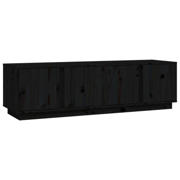 Mueble de TV madera maciza de pino negro 140x40x40 cm