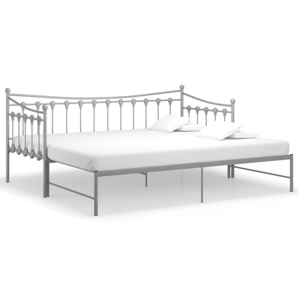 Estructura de sofá cama extraíble de metal gris 90x200 cm