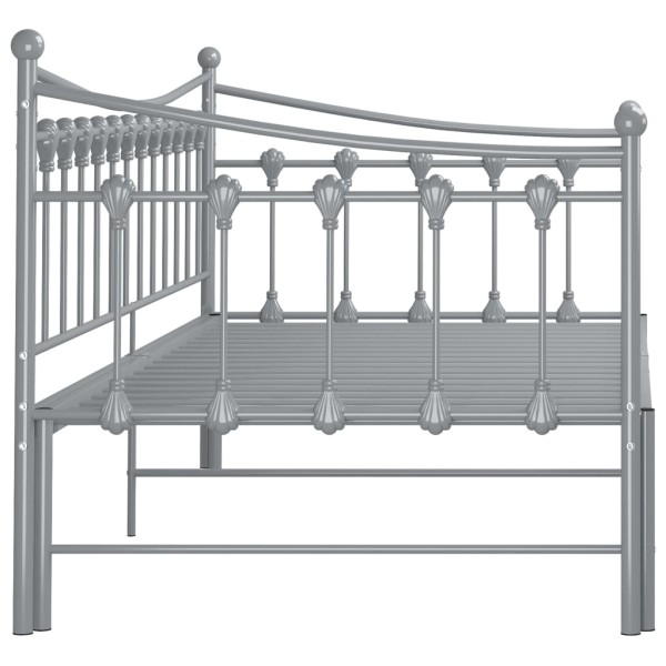 Estructura de sofá cama extraíble de metal gris 90x200 cm