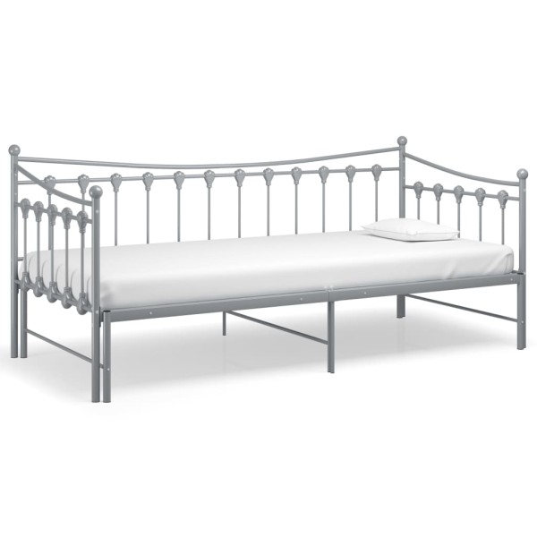 Estructura de sofá cama extraíble de metal gris 90x200 cm