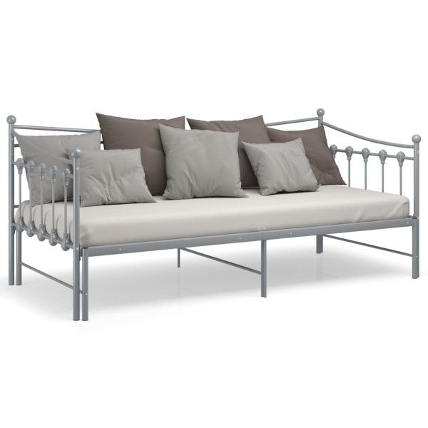 Estructura de sofá cama extraíble de metal gris 90x200 cm