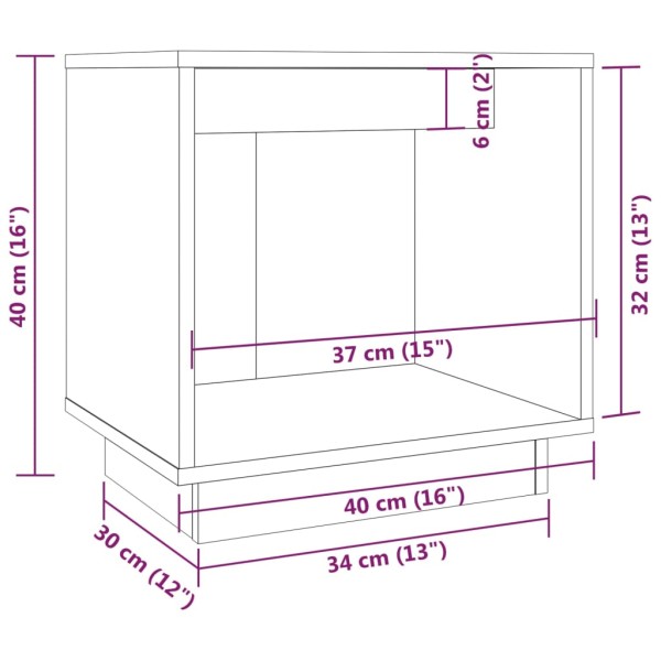 Mesitas de noche 2 uds madera maciza de pino gris 40x30x40 cm