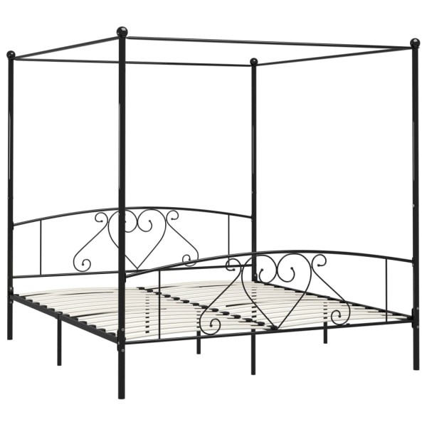 Estructura de cama con dosel metal negro 200x200 cm