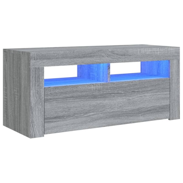 Mueble de TV con luces LED gris Sonoma 90x35x40 cm