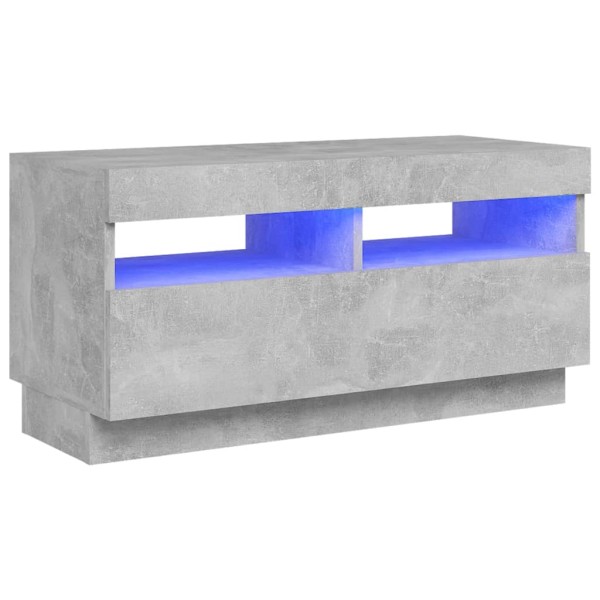 Mueble de TV con luces LED gris hormigón 80x35x40 cm