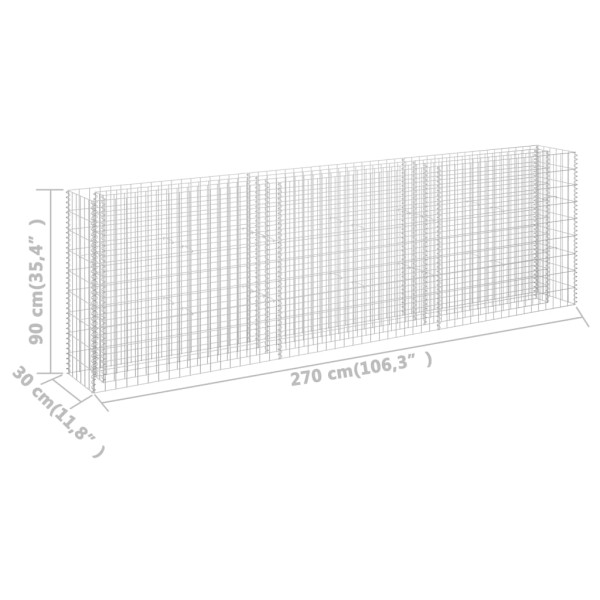 Arriate de gaviones de acero galvanizado 270x30x90 cm