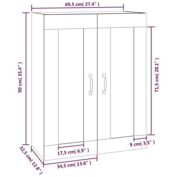 Armario colgante de pared roble Sonoma 69,5x32,5x90 cm