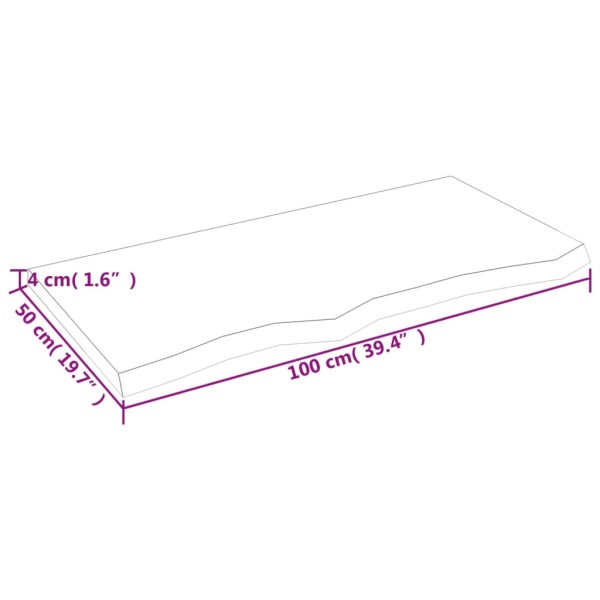 Estante de pared madera maciza roble sin tratar 100x50x(2-4) cm