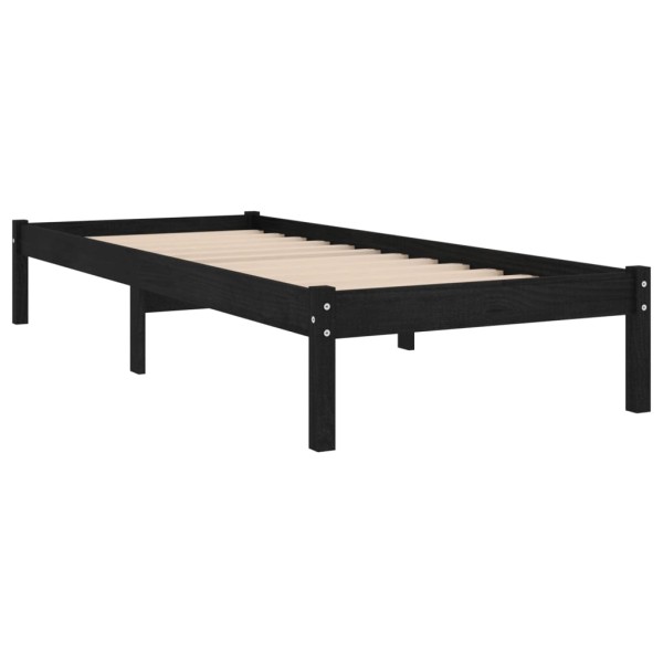 Estructura de cama de madera maciza de pino negra 100x200 cm