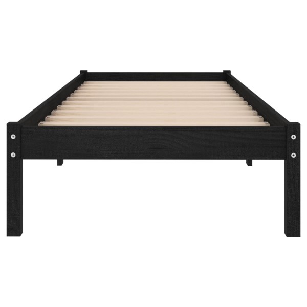 Estructura de cama de madera maciza de pino negra 100x200 cm