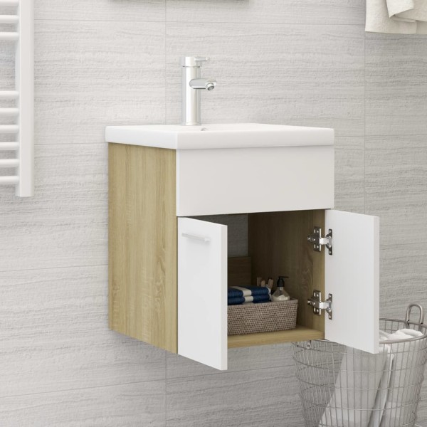 Armario para lavabo contrachapada blanco roble 41x38,5x46 cm