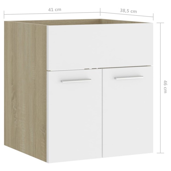 Armario para lavabo contrachapada blanco roble 41x38,5x46 cm