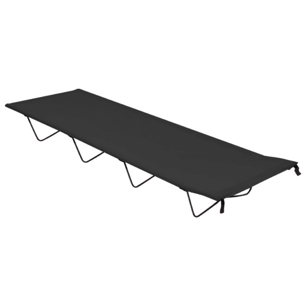 Cama de camping tela Oxford y acero negro 180x60x19 cm