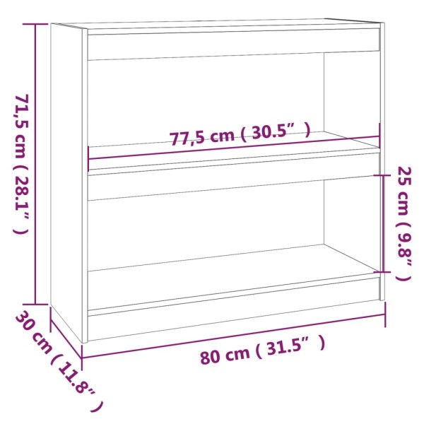 Estantería/divisor de espacios madera pino gris 80x30x71,5 cm