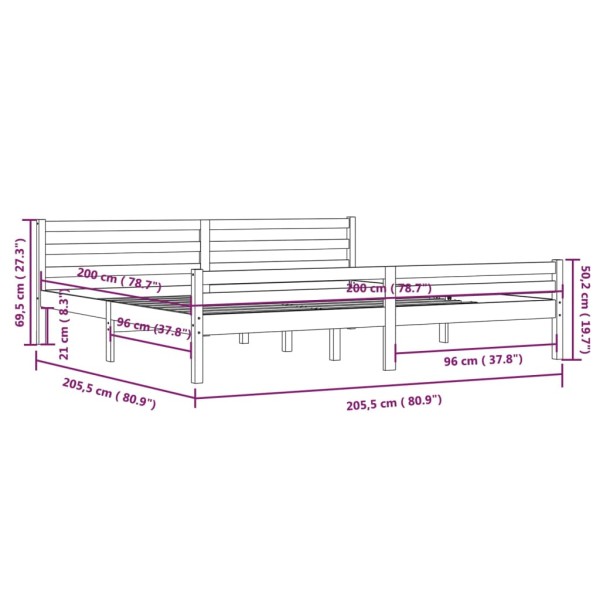 Estructura de cama madera maciza blanco 200x200 cm