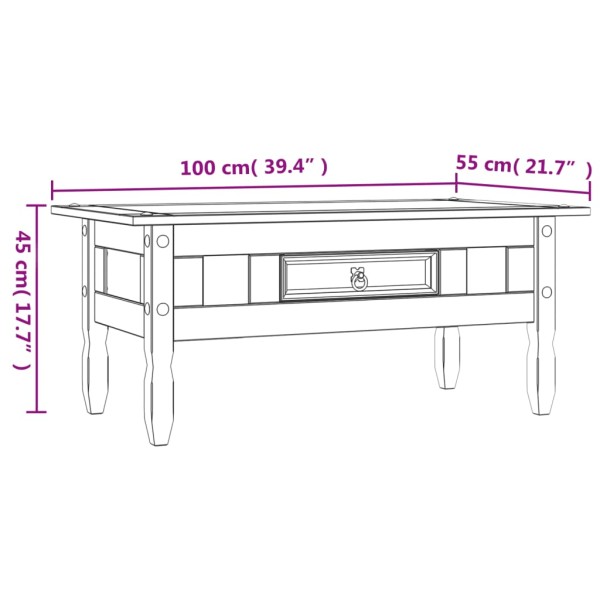 Mesa de centro Corona Range pino mexicano gris 100x55x45 cm