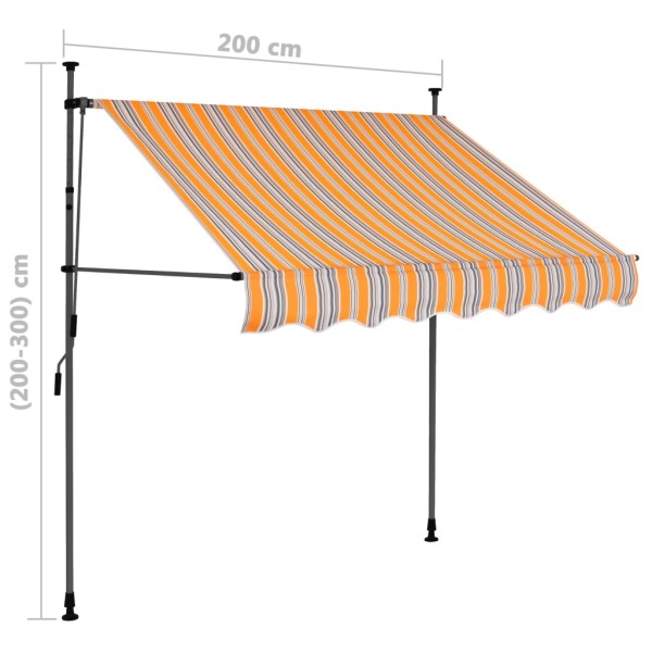 Toldo manual retráctil con LED amarillo y azul 200 cm