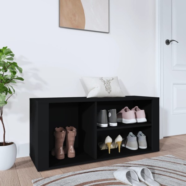 Mueble zapatero madera contrachapada negro 100x35x45 cm